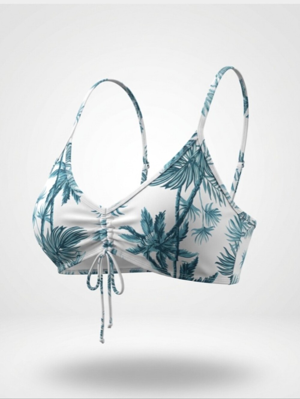 Tropical Print Ruched Bathing Suit Top